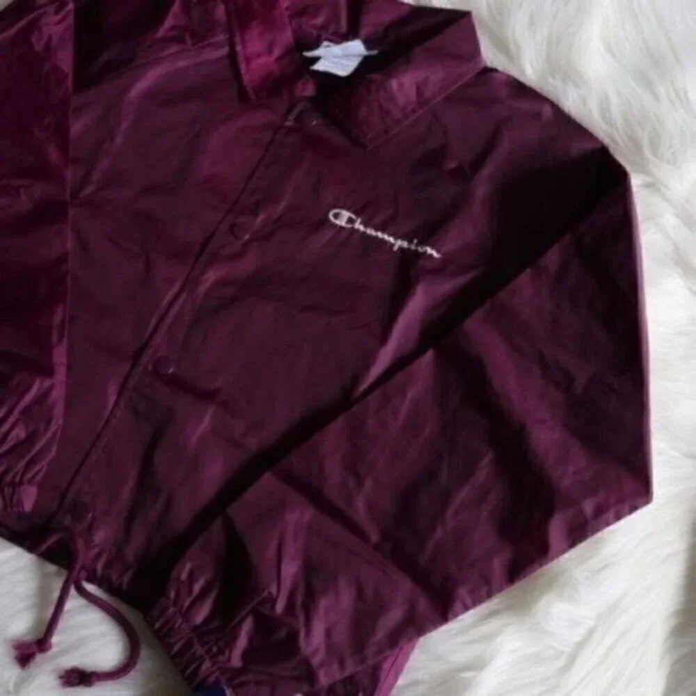 NWOT Champion Purple Track jacket Size Medium. Size XL Windbreaker Cropped